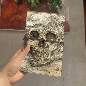 Bloc de notas A6, regalo de Acción de Gracias para cuñado para registrar recetas de parrilla y barbacoa con estampado de barco de <span class=keywords><strong>palmeras</strong></span> de isla en forma de calavera - Product Image 3