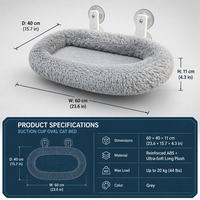 Hamac pour chat à fixer sur fenêtre, lit pour chat à ventouse pour chats d'intérieur, espace de repos ensoleillé, vue sur la ville, siège pour chaton, gris peluche