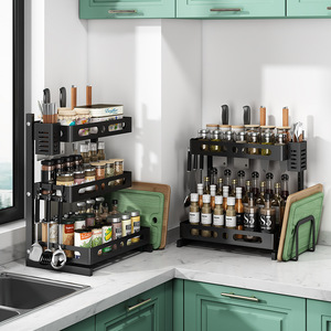 ชั้นวางเครื่องเทศในครัว ชั้นวางของในครัวสแตนเลส ที่วางขวดสแตนเลส ที่วางอุปกรณ์ครัวสแตนเลส - Product Image 3