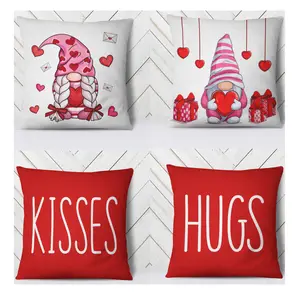 Small batch customized digital heat print pillow covers linen sofa cushions Valentine Day themed pillows