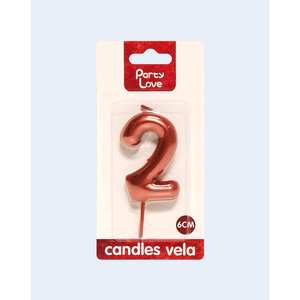 Candela Decorativa Numero 2 da 6 Cm per Torte di Compleanno - Product Image 3