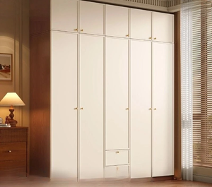 Meilleures ventes : Système de rangement intelligent pour placard, mobilier de chambre scandinave moderne sur mesure, en panneaux de particules, couleur crème - Product Image 1