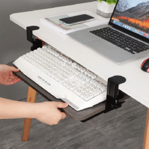 2022 New Design Adjustable Pull Out Saving Space No Punching Clamp On Sliding Computer Keyboard Tray Under Desk