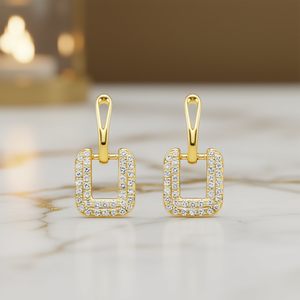 Orecchini di Lusso in Oro con Diamanti, Taglio Brillante Rotondo, Oro Giallo, Gioielli Raffinati per Uso Quotidiano, Diamanti Naturali Colore G - Product Image 2