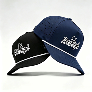New Fashion Custom PVC Patch Logo 5 Panel <strong>Waterproof</strong> Polyester Sport Golf <strong>Hat</strong>,Laser Cut Perforated Dad Gorras,Rope Baseball Cap - Product Image 1