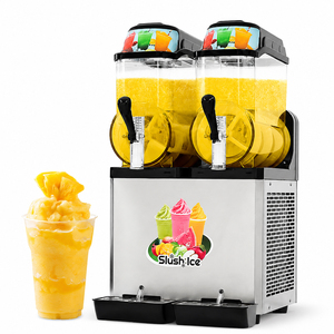 Machine à slush professionnelle en acier inoxydable à double réservoir, machine automatique à boissons glacées, 2 x 12 L, équipement pour jus et smoothies - Product Image 1