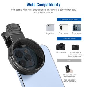 Kit de filtres d'objectif pour smartphone 2 en 1, vente en gros d'usine, Neewer 58 mm, pour <span class=keywords><strong>iPhone</strong></span> 15, 14 Pro, 13, 12, <span class=keywords><strong>11</strong></span> et appareils photo numériques - Product Image 4