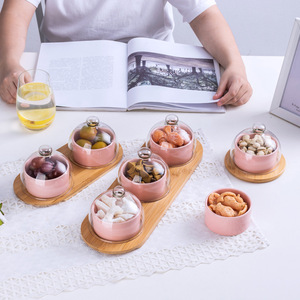 Plateau en bois pour gâteaux avec couvercle transparent, écologique, pour desserts, petit-déjeuner et <span class=keywords><strong>service</strong></span> de restaurant (vente en gros) - Product Image 3