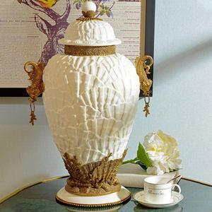 Artisanat en laiton DSZ Craftsman's Spirit, 370*270*550, blanc, coquille blanche, <span class=keywords><strong>camée</strong></span>, double poignée en forme de poisson, motif de coquillage corail, pots en céramique - Product Image 1