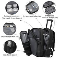 Mochila con ruedas multifunción impermeable de alta calidad, puerto de carga Usb para exteriores, mochila antirrobo con bolsa de compresión al vacío