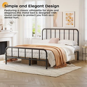 Base de <span class=keywords><strong>Cama</strong></span> <span class=keywords><strong>Doble</strong></span> Metálica de Hierro con Estructura de 2 Niveles, Somier de Láminas Metálicas, Camas de Tubo Metálico Tamaño Completo, Plataforma de Almacenamiento Tamaño Individual - Product Image 2