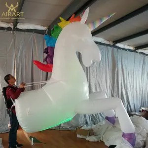 イベントパレードZ01用大人サイズの白いインフレータブルLED馬ダンスコスチューム