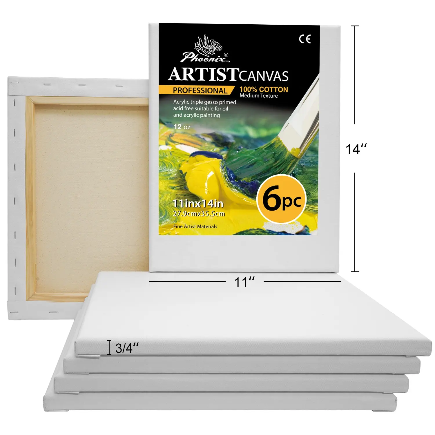 Phoenix Professional OEM Custom Size Artist 100% Cotton Blank Stretched Artist Canvas for Painting