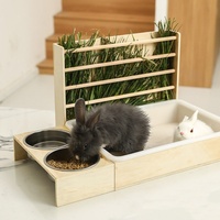 Nouvelle cage décorative en bois pour lapins 2-en-1 : mangeoire à foin et boîte de reproduction lavable, niche pour poussins, nid de cailles, ensemble de nids pour hamsters