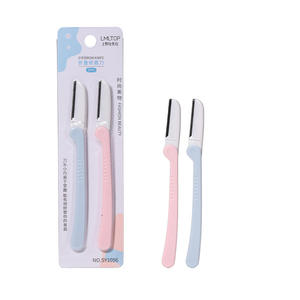 LMLTOP Rasoir à sourcils pliable 2 pièces, lame en acier inoxydable, tondeuse visage portable pour débutants SY1056 - Product Image 3