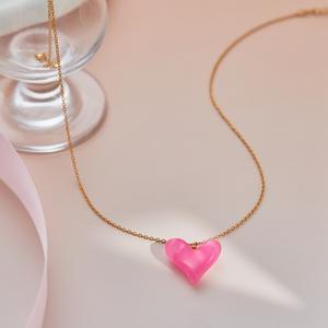 Nuevo Producto Transfronterizo 2026: Collar con Colgante de Corazón de Resina de Colores, Accesorio de Moda Lindo, Sencillo y Versátil - Product Image 3