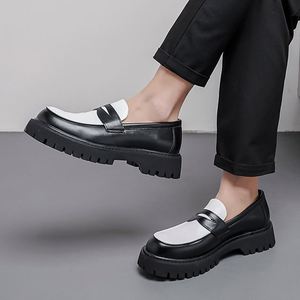 Zapatos de vestir de cuero para hombre, sin cordones, Oxford con aumento de altura, color en contraste, talla grande, transfronterizos, para otoño - Product Image 5