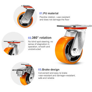 Hersteller Hochleistungs-Industrierolle Orange Schwerlast-Lenkrolle mit Aluminiumkern und PU-Rollen - Product Image 3