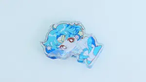 Creative Holo Star Anime Glitter Epoxy Keychain Custom Double Side Holographic Broken Glass Acrylic Charm