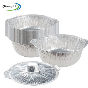 Toptan Tek Kullanımlık Kapaklı Alüminyum Tencere Tek Kullanımlık 5 Litre Yuvarlak Alüminyum Folyo Tava Kamp Yemekleri için Yiyecek Kabı - Product Image 1