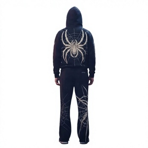 Conjunto Deportivo Gótico de Invierno para Hombre, Sudadera con Capucha, Pantalones Largos Holgados con Cordón Ajustable, 100% Algodón - Product Image 2