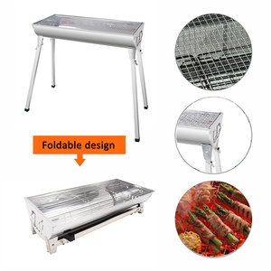 Barbecue pliant en acier inoxydable au charbon de bois <span class=keywords><strong>pour</strong></span> plus de 5 personnes, facile à assembler et à <span class=keywords><strong>nettoyer</strong></span>, idéal <span class=keywords><strong>pour</strong></span> <span class=keywords><strong>les</strong></span> voyages, l'extérieur, le jardin et la terrasse - Product Image 2
