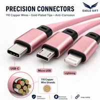 Câble de données personnalisable avec logo, Type-C, charge rapide 3A, 3-en-1, gaine en silicone plastique, chargeur universel multi-ports pour entreprises