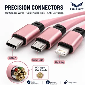 Cable de carga rápida con logotipo personalizable, cable cargador universal multipuerto para regalo promocional empresarial, cable de datos 3 en 1 - Product Image 4