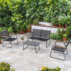 Ensemble <span class=keywords><strong>de</strong></span> <span class=keywords><strong>salon</strong></span> d'extérieur en acier avec chaises et canapé pour patio, <span class=keywords><strong>balcon</strong></span>, cour, bord <span class=keywords><strong>de</strong></span> piscine, jardin - Ensemble <span class=keywords><strong>de</strong></span> meubles <span class=keywords><strong>de</strong></span> patio - Product Image 4