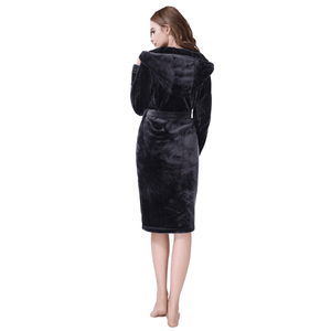 China Factory Polyester <strong>Flannel</strong> <strong>Pajamas</strong> Super Soft Solid Adult Hotel Luxury <strong>Ladies</strong> Women Hooded Bathrobe - Product Image 4