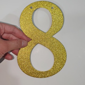Guirnalda de Letras de Papel Dorado con Purpurina, 26 Letras <span class=keywords><strong>del</strong></span> Alfabeto Inglés y Números Combinados <span class=keywords><strong>al</strong></span> Azar, Decoración para Fiestas - Product Image 3
