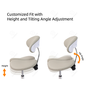 Modern Comfortable Durable <b>Adjustable</b> Portable 5-Wheel Dentist Leather Saddle <b>Stool</b> Chair <b>Height</b> Tilt Adjustment Hospital Clinic - Product Image 4