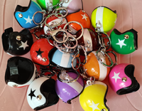 Porte-clés Mini Casque Moto Créatif Couleur Macaron en ABS, Casque de Sécurité Pentagramme pour Motard