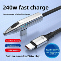 Câble USB-C vers USB-C 240W à charge rapide, 1,2m et 1,8m, avec tressage en nylon et conception à 90 degrés pour iPhone, MacBook, Ordinateur portable - Vente Flash