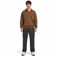 Sweat-shirt polo ample avec patte de boutonnage à trois boutons, broderie Laurel sur la poitrine, haut streetwear chiné pour un style décontracté