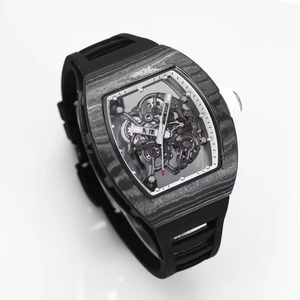 Reloj Tonneau de Alta Gama para Hombre, Correa de Fibra de Carbono y Caucho, Cristal de Zafiro, Reserva de Energía Mecánica, Correa de 24 mm, Estilo Urbano y Moderno - Product Image 3