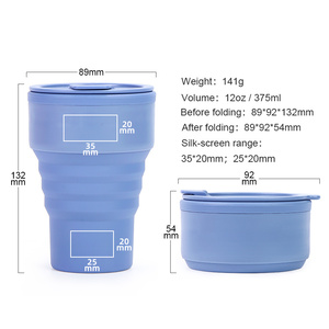 Vente en gros de tasses pliables en silicone réutilisables sans BPA, tasse à café en silicone pliable de 12 oz pour les voyages en plein air - Product Image 5