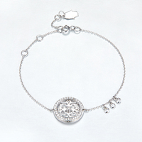 Brazaletes populares para jóvenes, pulseras colgantes de estilo moneda exquisita, de plata de ley, informales