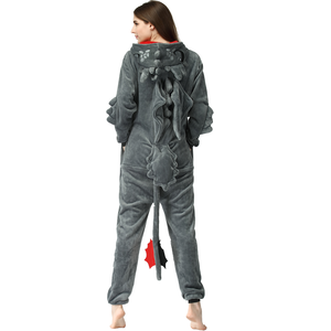 Offre Spéciale femmes pour <span class=keywords><strong>Kigurumi</strong></span> flanelle polaire gris <span class=keywords><strong>Dragon</strong></span> Onesie décontracté dessin animé imprimé Animal vêtements de nuit pyjama commande minimale - Product Image 6