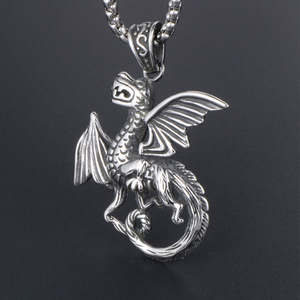 Flying Dragon Pendant <b>Titanium</b> Steel Men's Necklace SP455 Animal Zodiac Jewelry Gift - Product Image 2