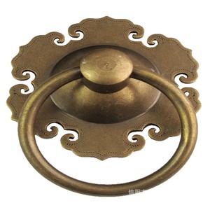 Manija de Puerta de Bronce Antiguo con Diseño Ruyi, Acabado Cepillado de Cobre Sólido, Nuevo Estilo Chino, Anillo de Tirador para Puerta de Gabinete - Product Image 2