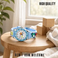 Montre à Quartz pour Enfants avec Cadran Rotatif et Bracelet à Breloques 3D, Personnalisable avec Logo, Faible MOQ, Vente en Gros OEM/ODM, Direct Usine