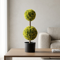 Arbre topiaire artificiel en cèdre jaune-vert de 60 cm, protection UV, imperméable, plante en pot, classique, intérieur/extérieur