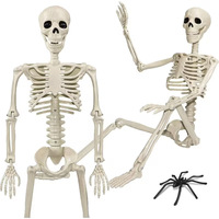 Crâne Articulé de Simulation pour Halloween, Squelette en Plastique Mobile, Décorations pour Fêtes d'Halloween et Maisons Hantées, Intérieur/Extérieur