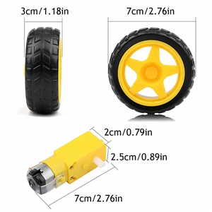 มอเตอร์ TT DC 3-6V พร้อมเกียร์บ็อกซ์ แกนคู่ อัตราทด 1:48 200RPM พร้อมชุดล้อและยาง สำหรับประกอบรถหุ่นยนต์ DIY - Product Image 3