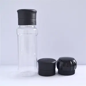 200 ML Empty PET Plastic Spice Bottle With Black Grinder Cap For Salt And Pepper Mill Shaker