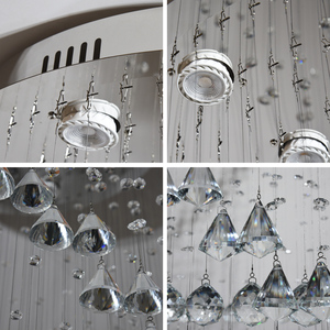 Moderna Lampada a Sospensione Decorativa di Lusso per Scalinata con LED a Goccia di Pioggia in Cristallo K9, Lampadario a Grappolo Sospeso, Altezza Personalizzabile 150cm - Product Image 4