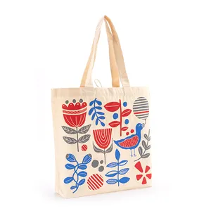 Reusable calico cotton canvas storage tote shopping bags for gifts