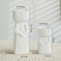 Vase à fleurs en céramique à motif de chat blanc, décoration d'intérieur moderne, rustique et nordique, vente en gros, livraison gratuite