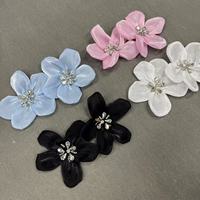 ZSY FASHION Fleur en organza faite à la main avec strass, fleur en perles 3D, embellissement en fleurs d'organza, garnitures de fleurs d'organza pour robe complète